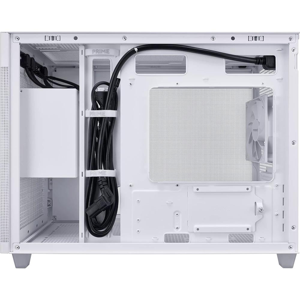 ASUS Prime AP201 White MicroATX PC Case - Compact Mesh Design for Gaming & Home Office Builds | Perfect for Small Spaces & High Airflow Setups