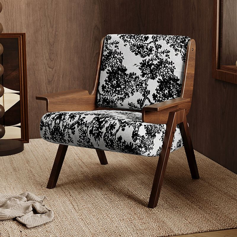Modern Abstract Striped Solid Color Black Olive Green Armchair with Fixed Back and Arms - Stylish Living Room Chair for Home Office Lounge Reading Nook