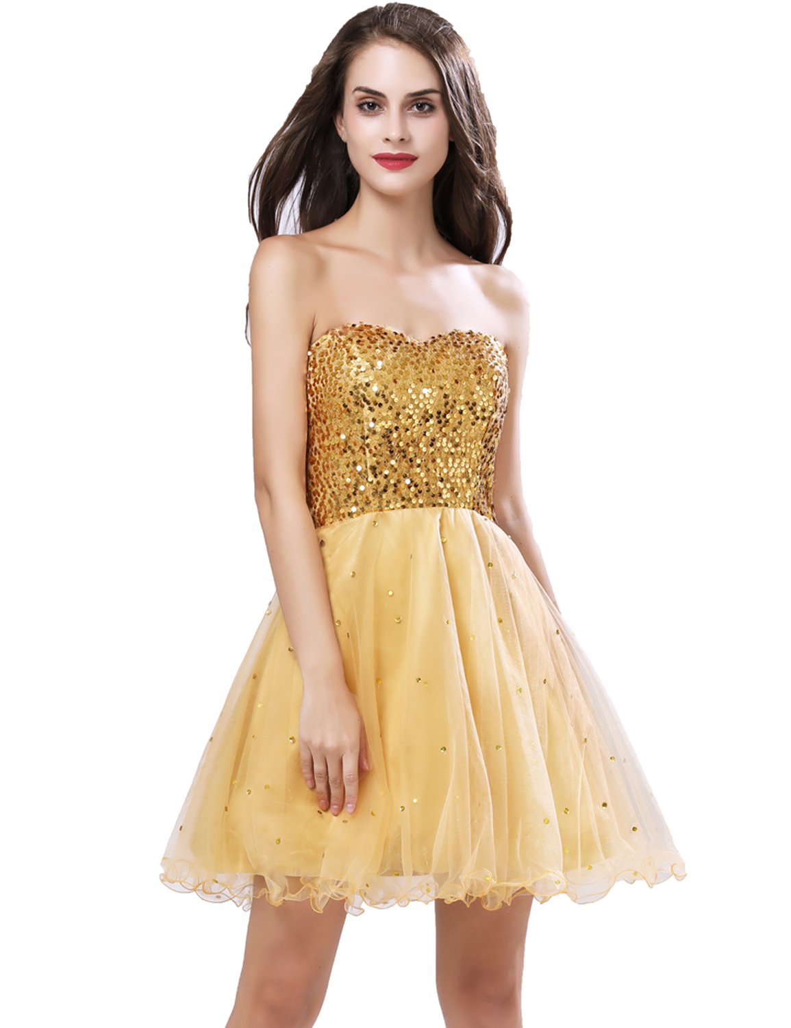 Sarahbridal Women's Short Tulle Sequins Homecoming Dress - Sparkly Prom Party Gown for Dances, Formals & Special Occasions