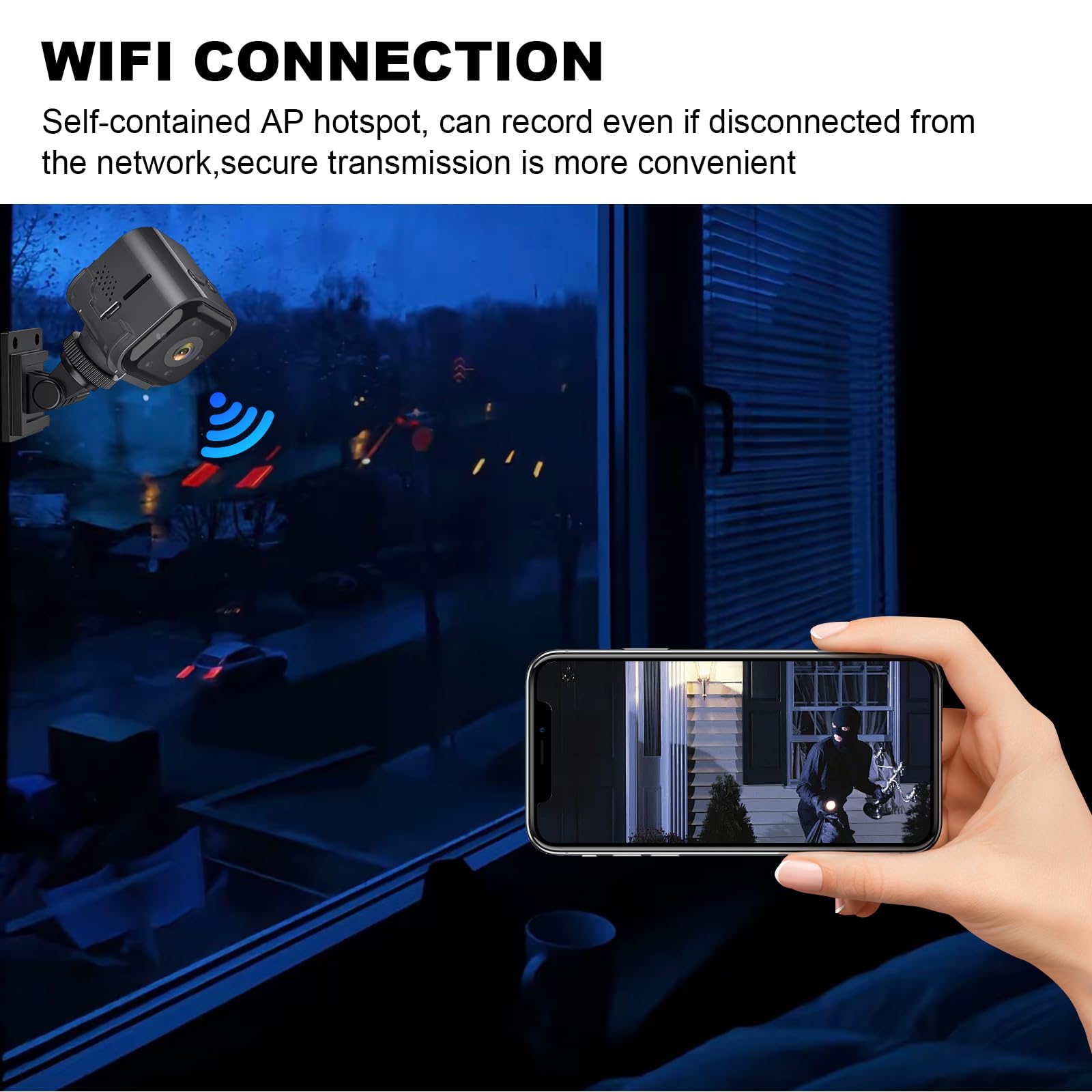 WORHUDY Mini Spy Camera - 4K HD WiFi Hidden Security Camera with Two-Way Audio, Motion Detection & Night Vision | Compact Surveillance Camera for Home Security, Nanny Cam, Office Monitoring & Pet Watching