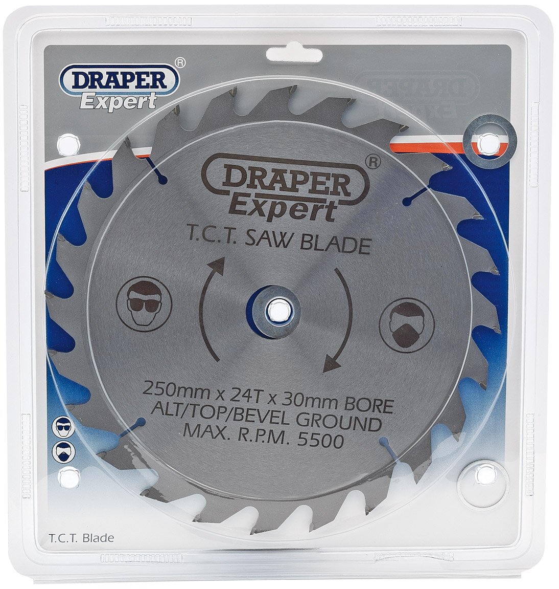 Draper 09486 TCT Saw Blade 250 x 30mm 24-Tooth for Wood Cutting - Perfect for DIY Projects, Carpentry, and Professional Woodworking