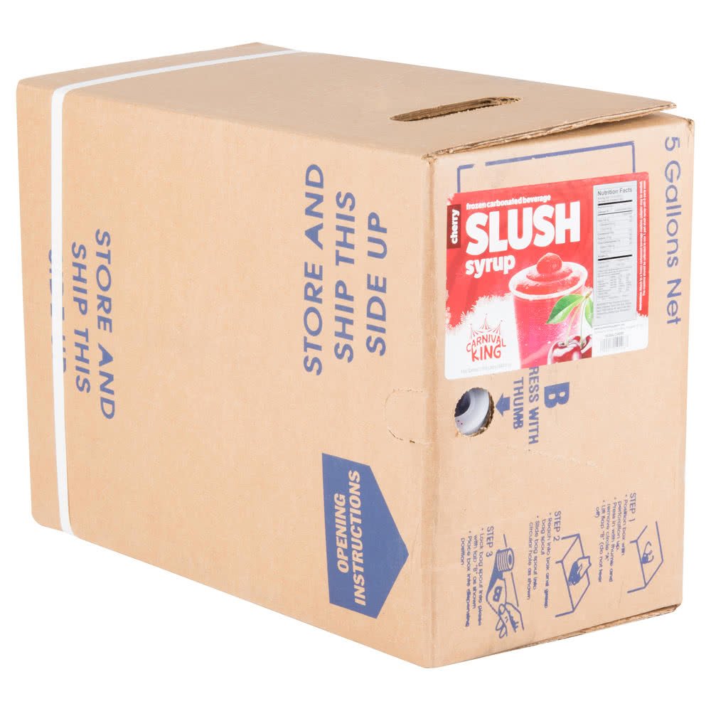 TableTop King 5 Gallon Bag-in-Box Cherry Slushie Syrup Concentrate - Perfect for Snow Cone Machines, Slushie Makers & Commercial Drink Dispensers