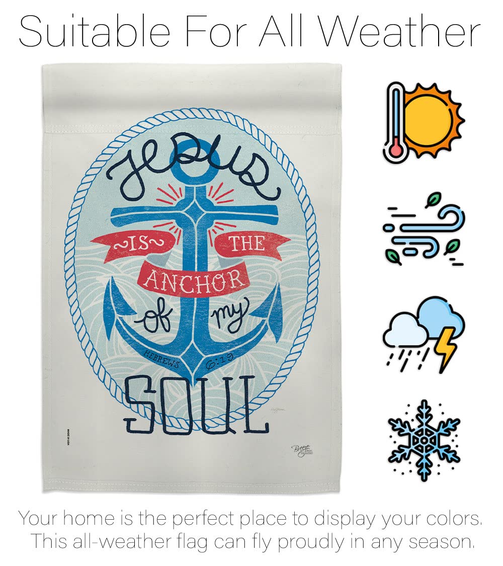 Jesus is The Anchor House Flag - Religious Bible Verse Christian Decor with Eagle Design - Double-Sided Outdoor Garden Yard Banner for Faith, Hope & Prayer - Made in USA - Perfect for Church Events, Home Worship & Christian Gift Giving