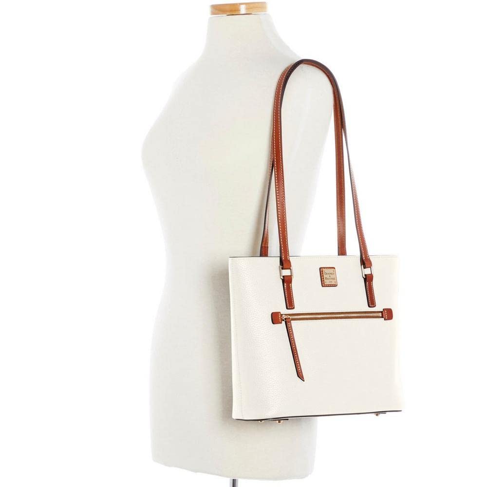 Dooney & Bourke Pebble Grain Large Shopper Tote Bag for Women - Premium Leather Handbag with Spacious Interior, Durable & Stylish (White) - Perfect for Work, Travel & Everyday Use