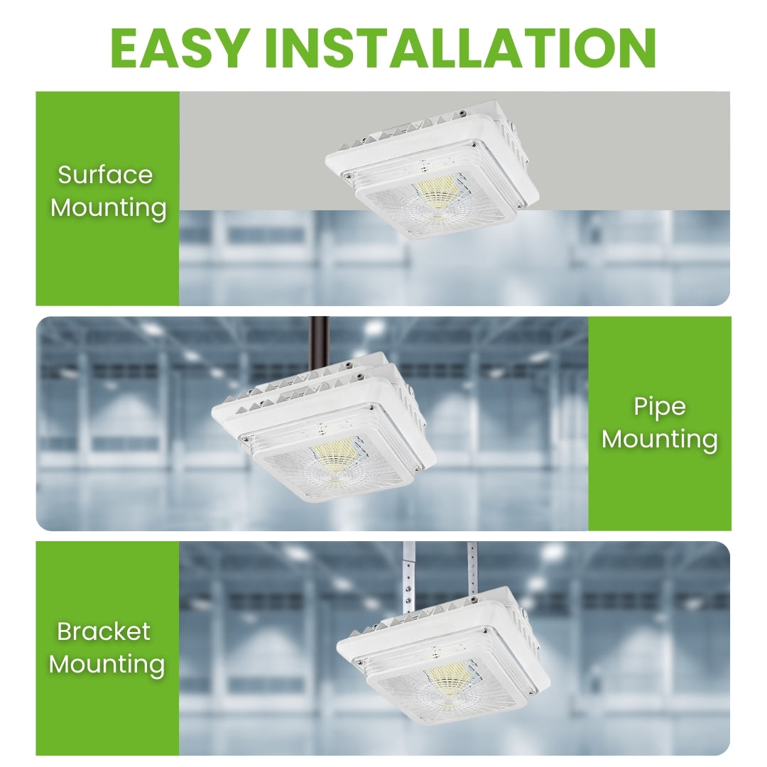 100W LED Canopy Light - UL & DLC Certified Outdoor Lighting for Parking Garages, Gas Stations & Warehouse Areas