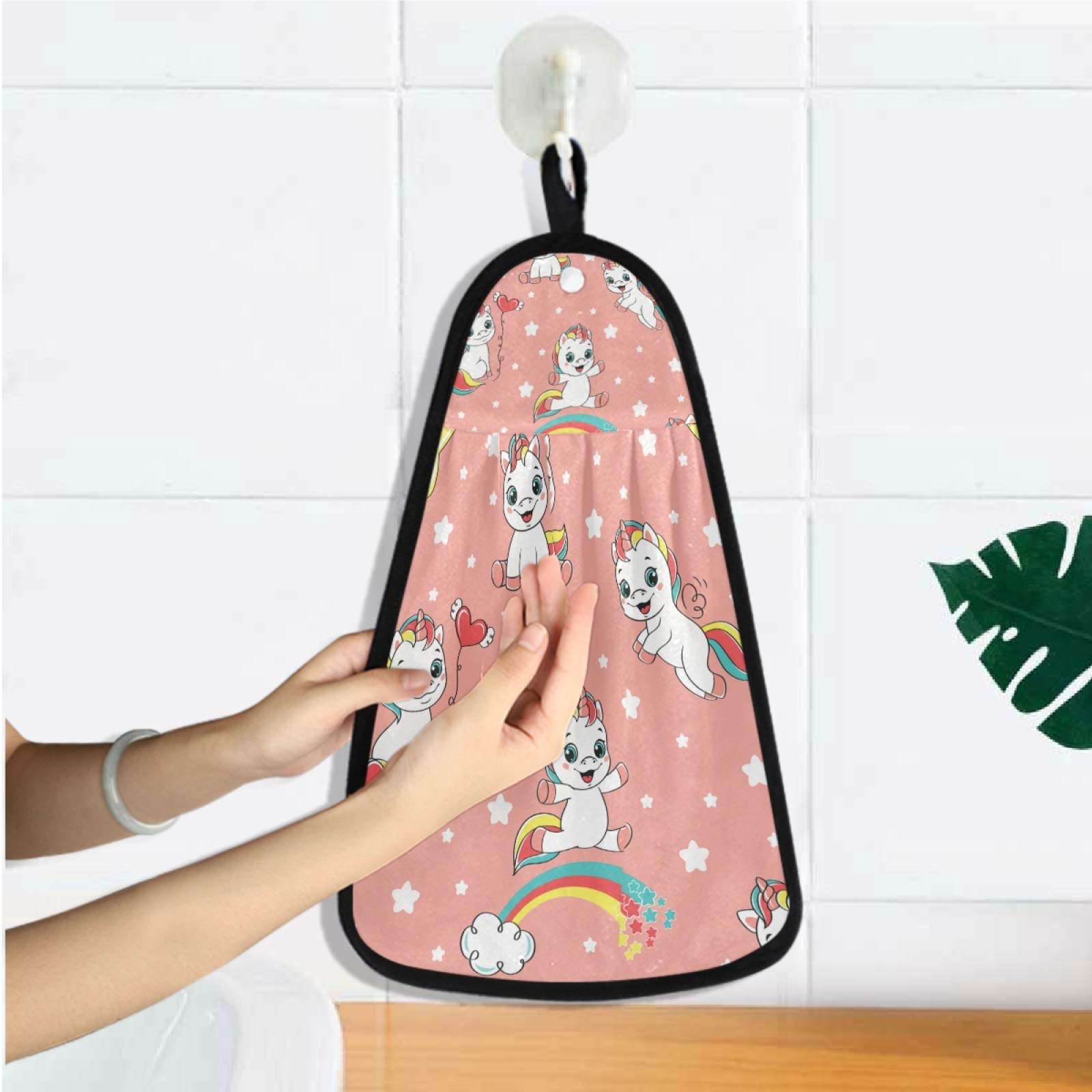 Cute Unicorn Star Hanging Hand Towel - Fade-Resistant Cotton Kitchen & Bath Towel with Loop - 12.2