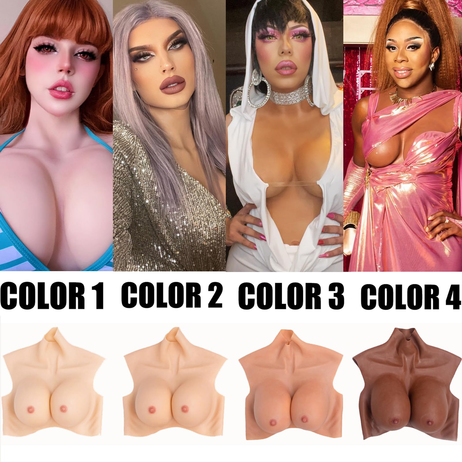 Premium Silicone Breastplate - C to G Cup Natural-Looking Fake Breasts for Crossdressers, Transgender & Drag Queens | Comfortable & Realistic Breast Forms for Cosplay, Costumes & Gender Affirmation