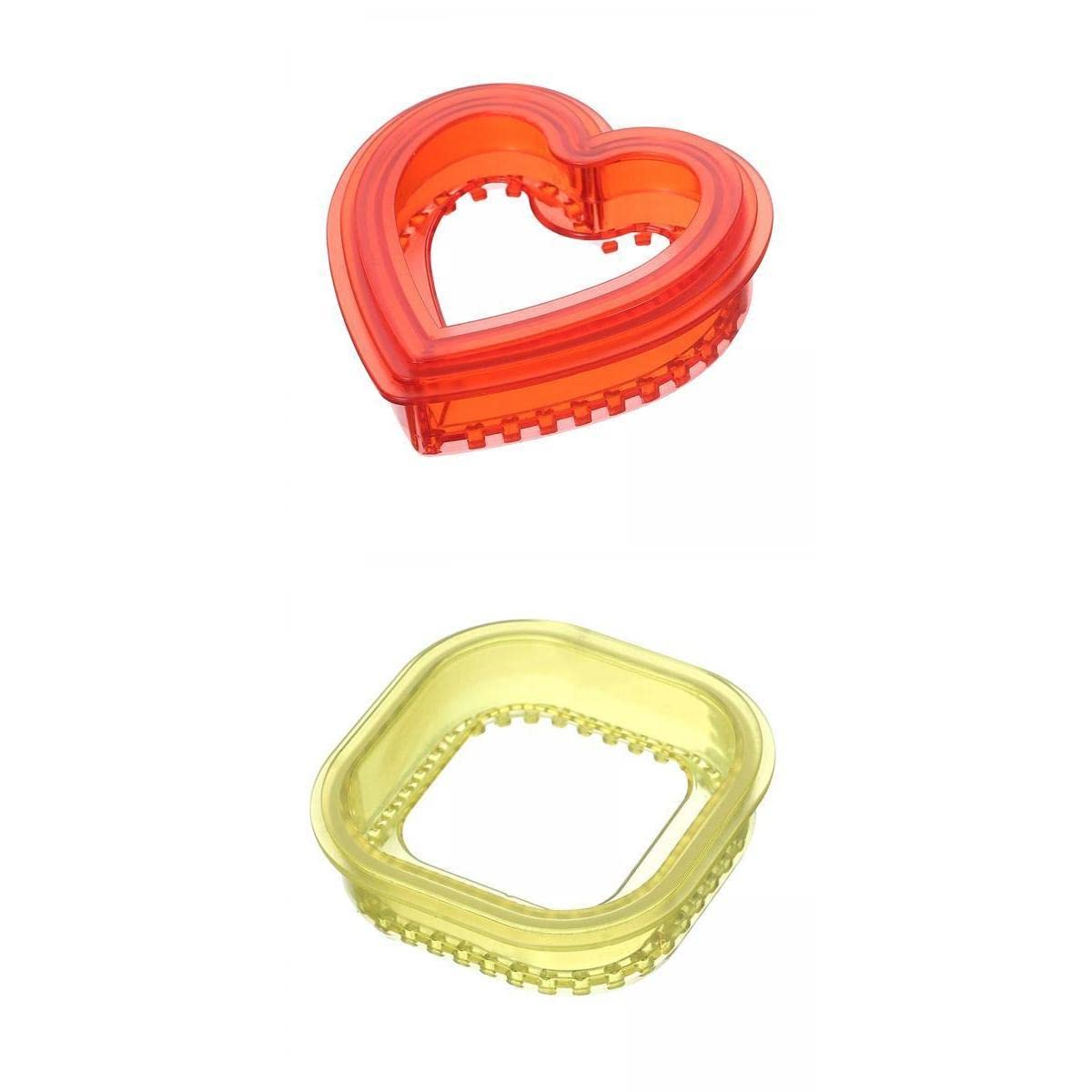 SM SunniMix 2-Piece Sandwich Cutter and Sealer Set - Heart & Square Shapes for Kids Lunch, Picnics, School, Camping & Outdoor Activities - BPA-Free Plastic Sandwich Makers for Boys and Girls