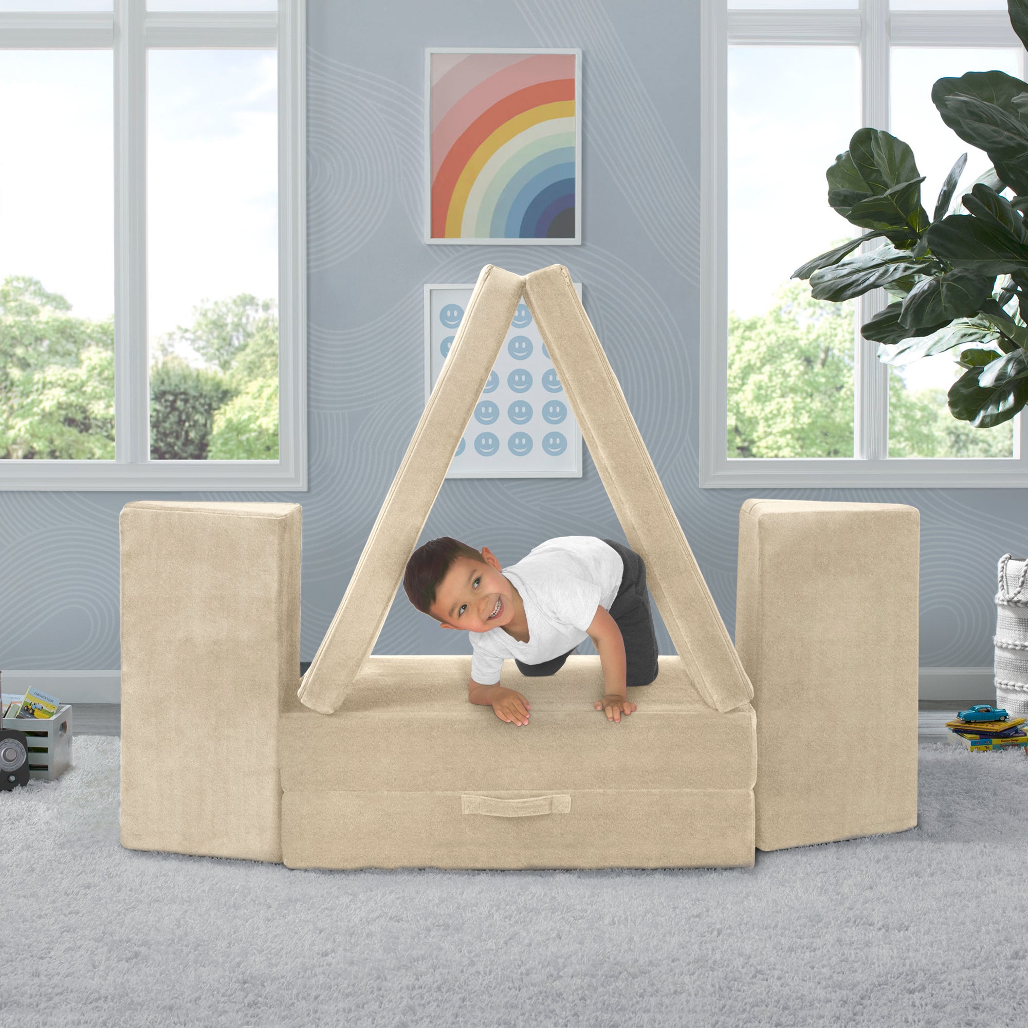 Cozee Play Couch & 4-Piece Lounger Set - Kids Play Furniture for Indoor & Outdoor Use - Perfect for Playrooms, Living Rooms, and Backyard Fun