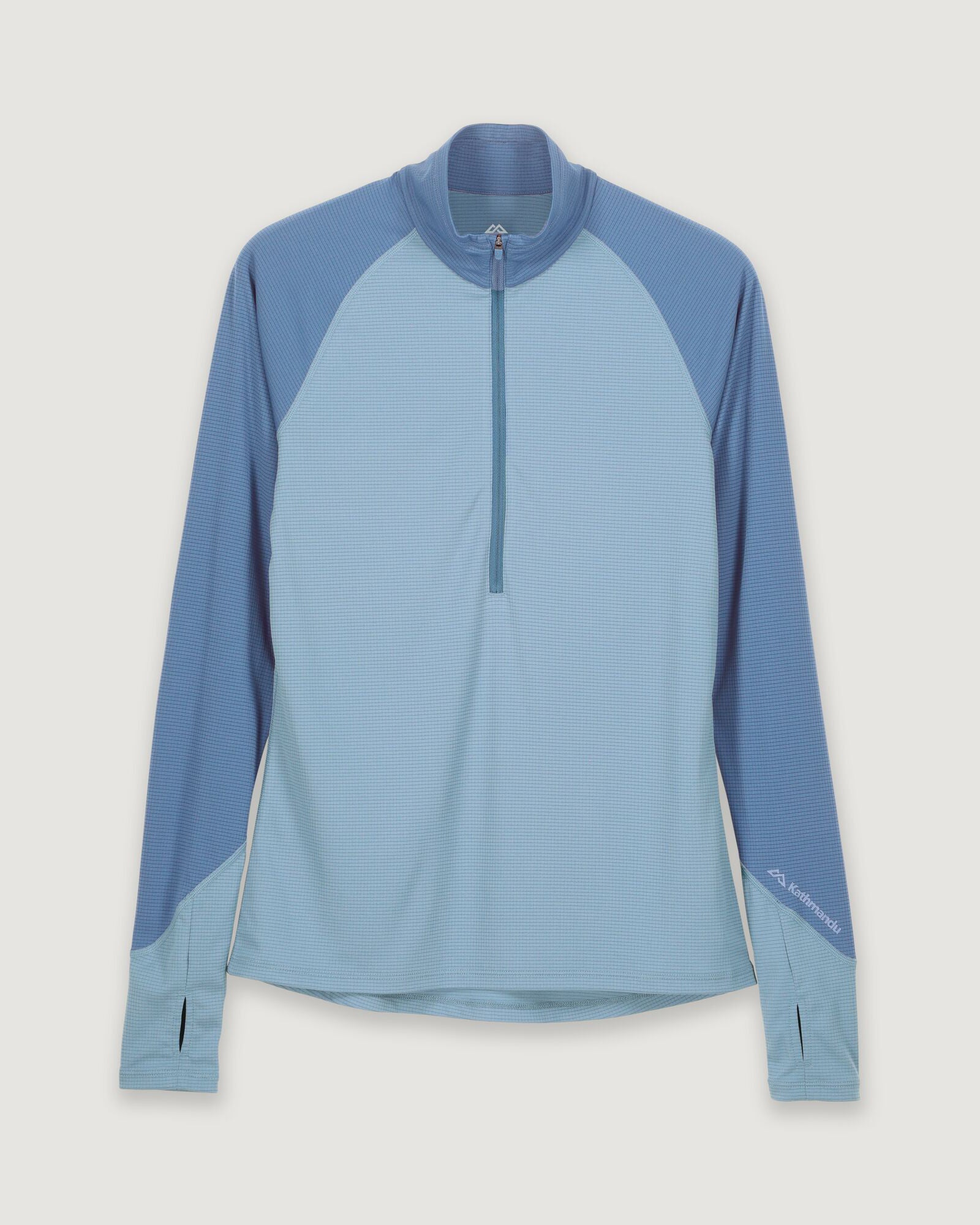 KMDAction Women's Long Sleeve Quarter Zip Pullover Top - Moisture Wicking Athletic Shirt for Running, Hiking & Workouts - Moonlight/Bluehaze