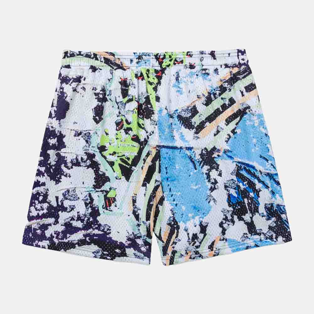 Vandal Paint Mesh Shorts for Men - Breathable Athletic Running Shorts with Pockets - Perfect for Gym, Workout & Streetwear Fashion