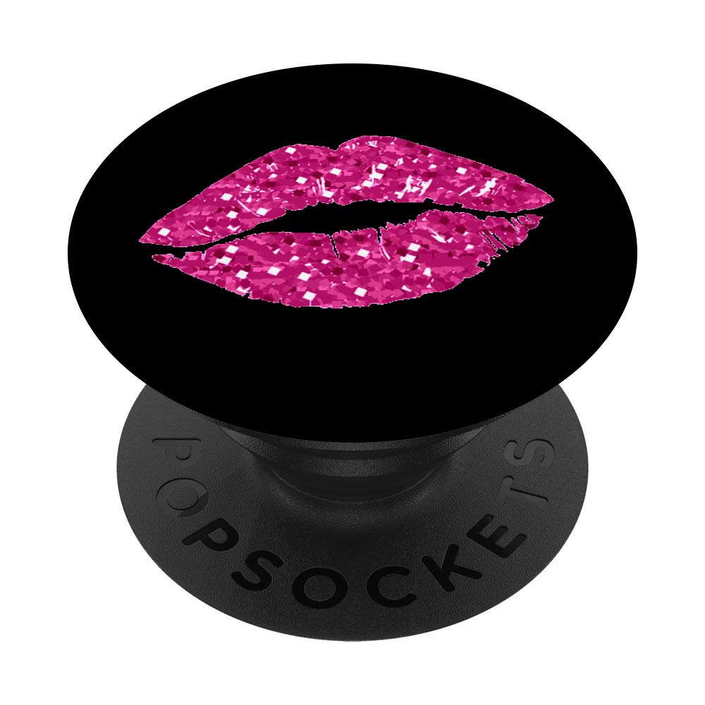 Pink Lips Kiss Phone Holder Knob PopSockets PopGrip: Swappable Grip for Phones & Tablets - Perfect for Home, Office, and Travel Use
