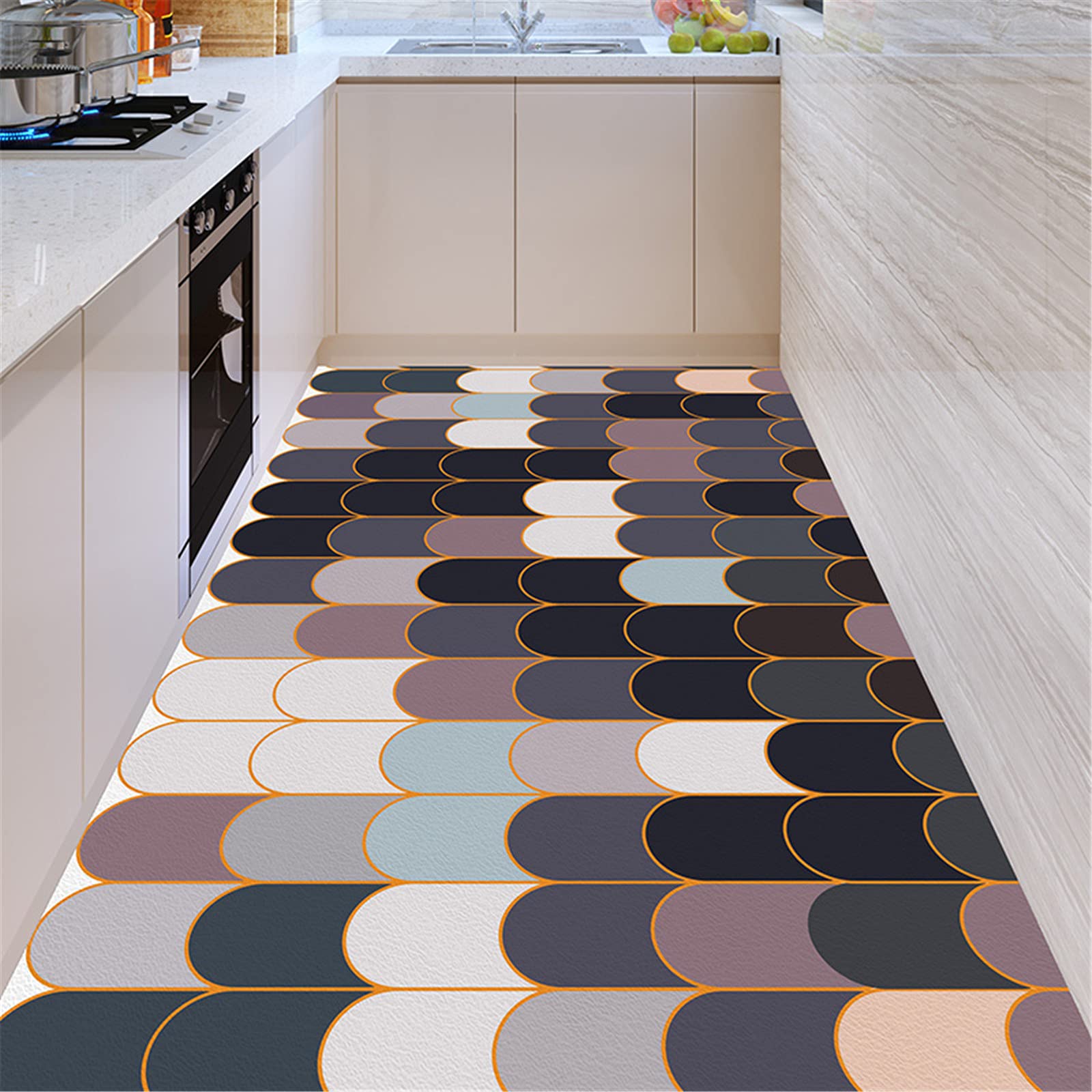 Anti-Fatigue PVC Kitchen Mat - Wipe Clean Leather Rug for Kitchen, Living Room & Office (47x75cm) - Customizable & Durable