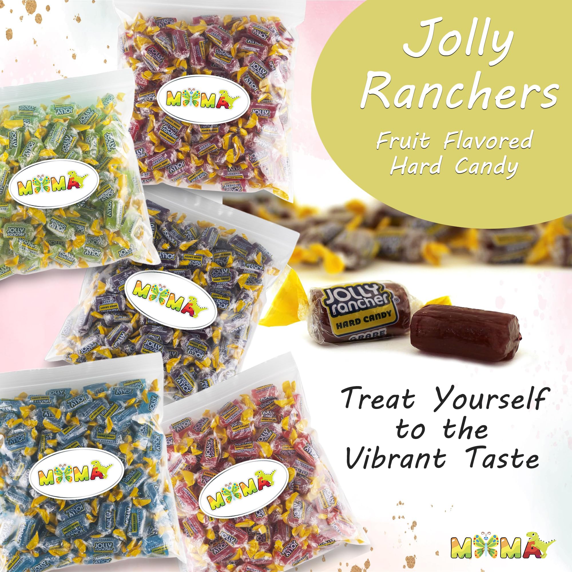 Jolly Ranchers Hard Candy Watermelon Flavor - 1.5 lb Bulk Bag | Fruit Flavored Candy with Real Juice | Gluten Free Individually Wrapped Treats | Perfect for Easter, Halloween, Party Favors & Office Snacks