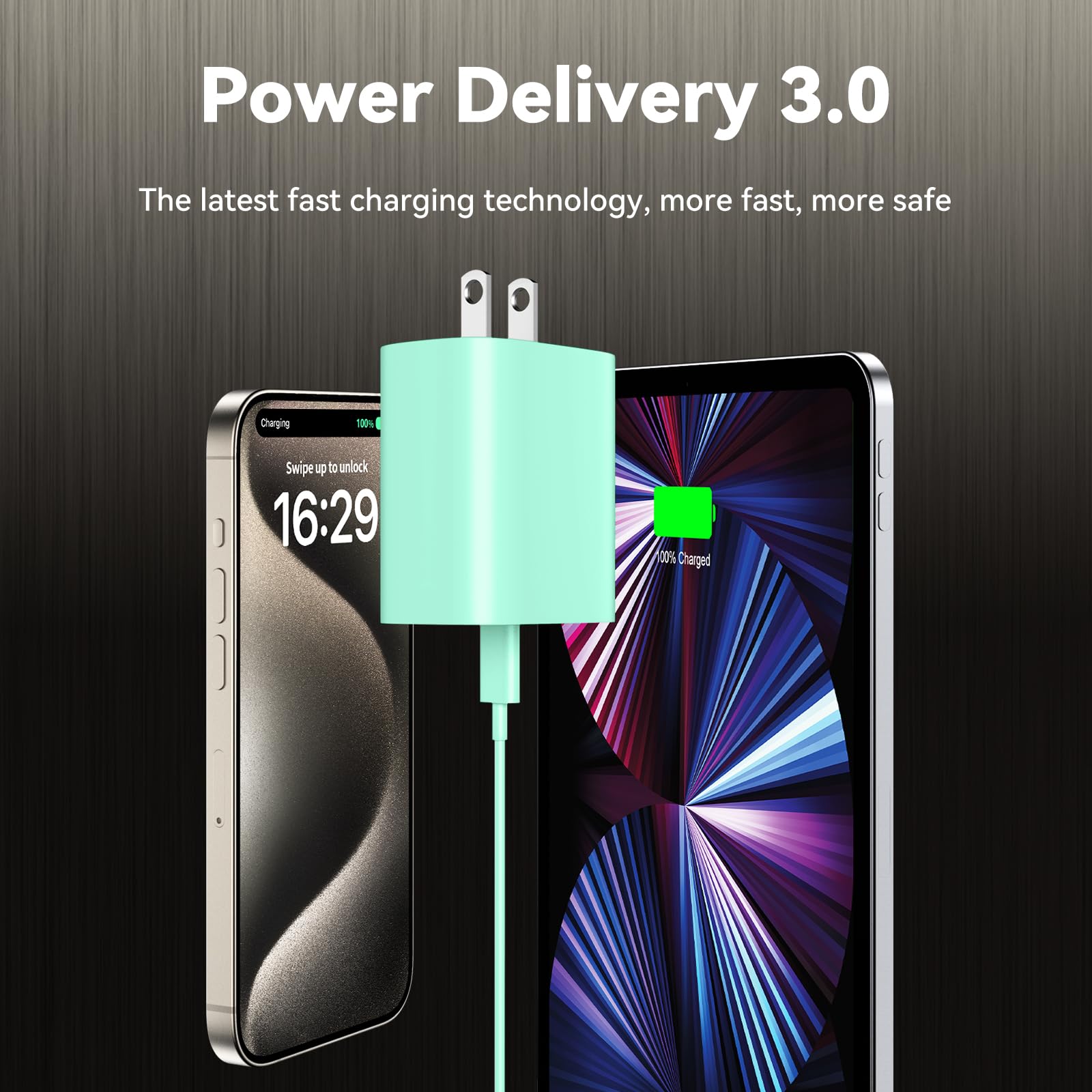 20W USB C Fast Charger Block & 3FT USB C to C Cable for iPhone 16/15 Series, iPad Pro/Air - PD Quick Charge for iPhone 16 Pro Max/Plus, 15 Pro Max/Plus - Perfect for Home, Office & Travel Charging