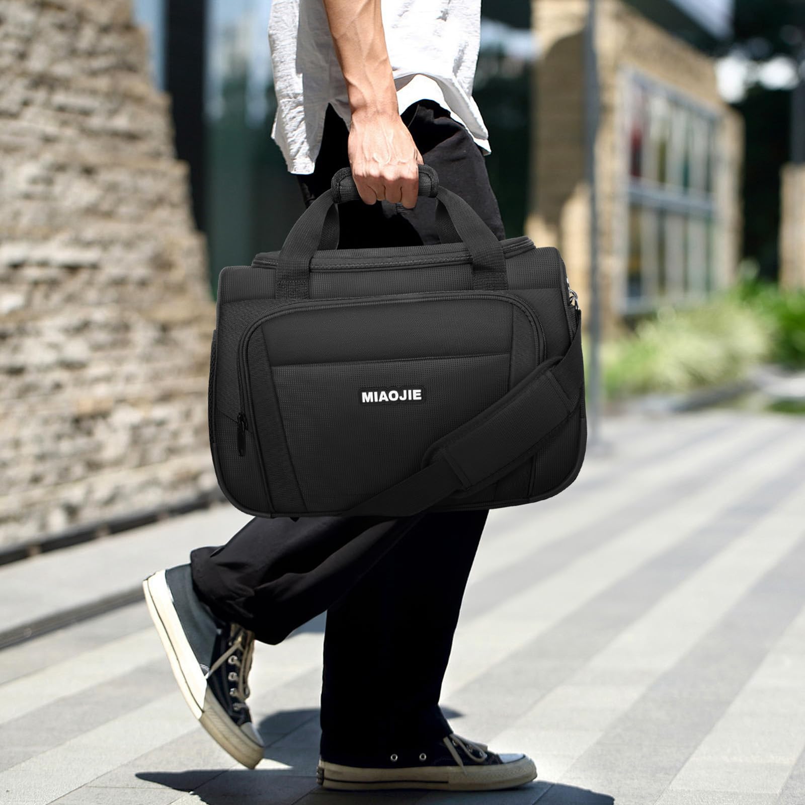 Lightweight Underseat Carry On Luggage - 16Inch Travel Tote & Weekender Duffle Bag for Overnight Trips - Perfect Personal Item for Airplane Travel (Black) - Ideal for Business Trips, Weekend Getaways & Commuting