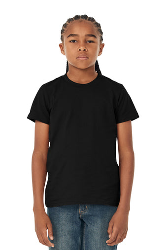 BELLA CANVAS 3001Y Youth Short Sleeve T-Shirt - Soft Cotton Jersey Tee for Boys & Girls - Perfect for School, Sports & Everyday Wear - Black