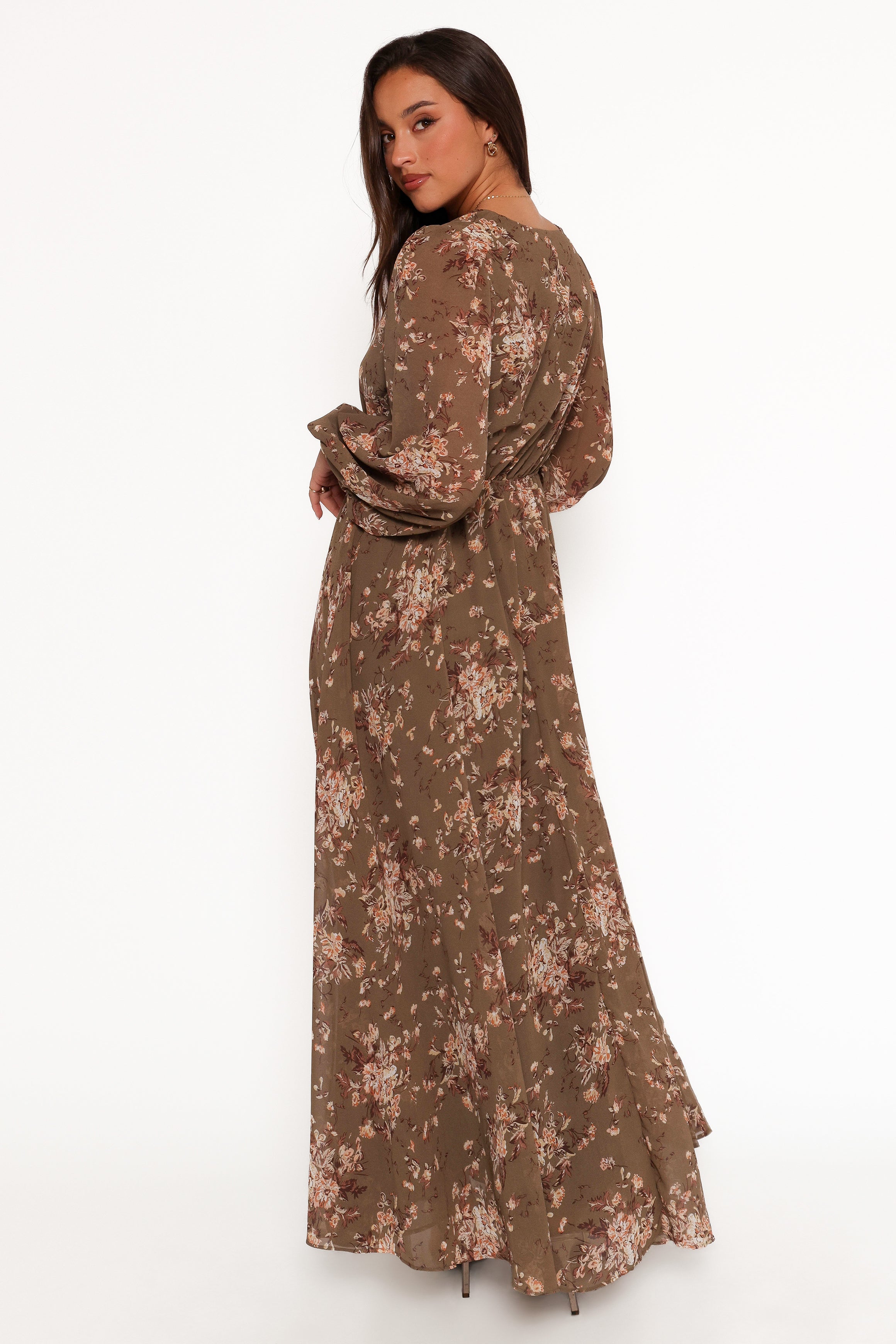Anisa Maxi Dress - Olive Floral Print Women's Long Dress for Summer, Beach, and Casual Wear