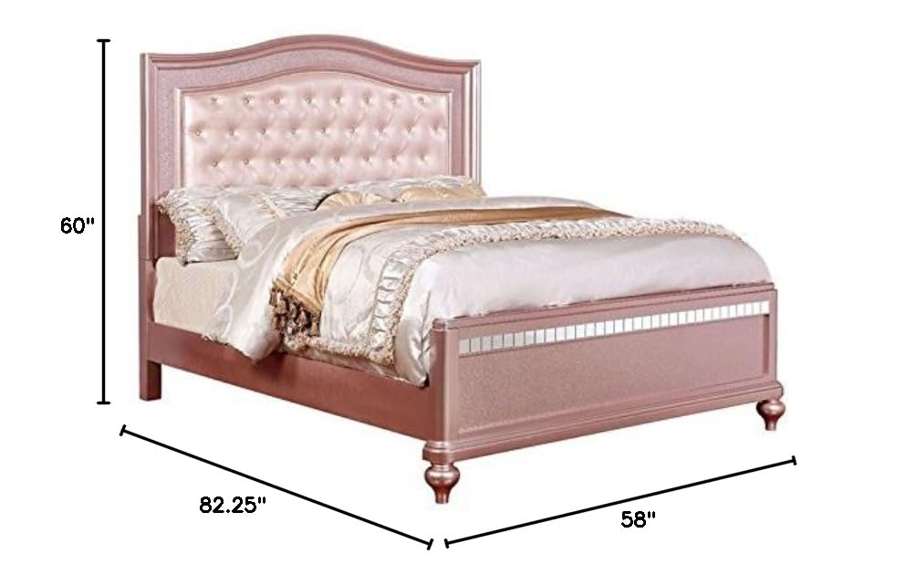 Furniture of America Paisley Contemporary Wood Full Panel Bed in Rose Gold - Modern Bedroom Furniture for Master Suite, Guest Room & Home Decor