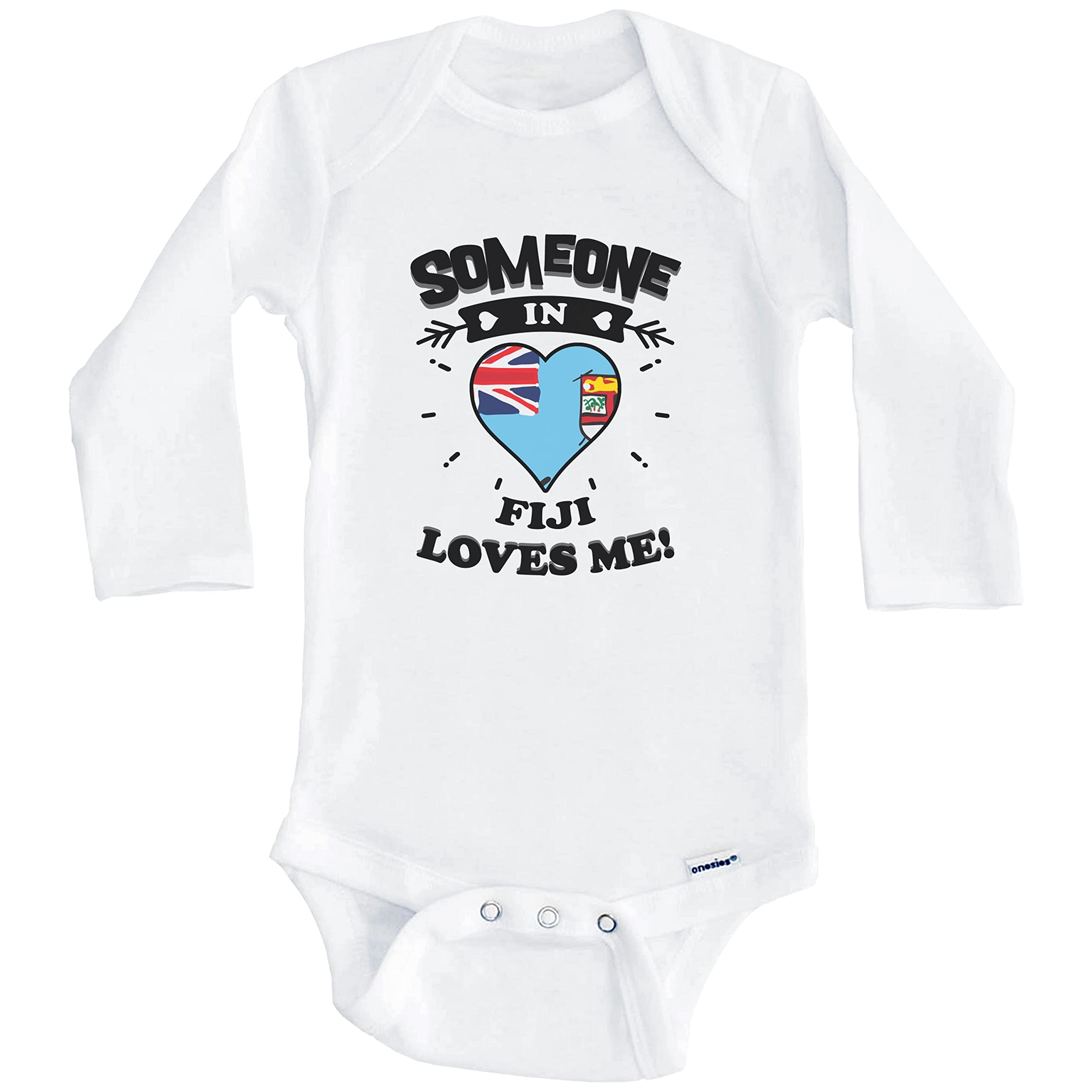 Someone in Fiji Loves Me Fijian Heart One Piece Baby Bodysuit - Long Sleeve Infant Romper for Boys & Girls - Perfect for Family Photos, Holidays & Tropical Vacations