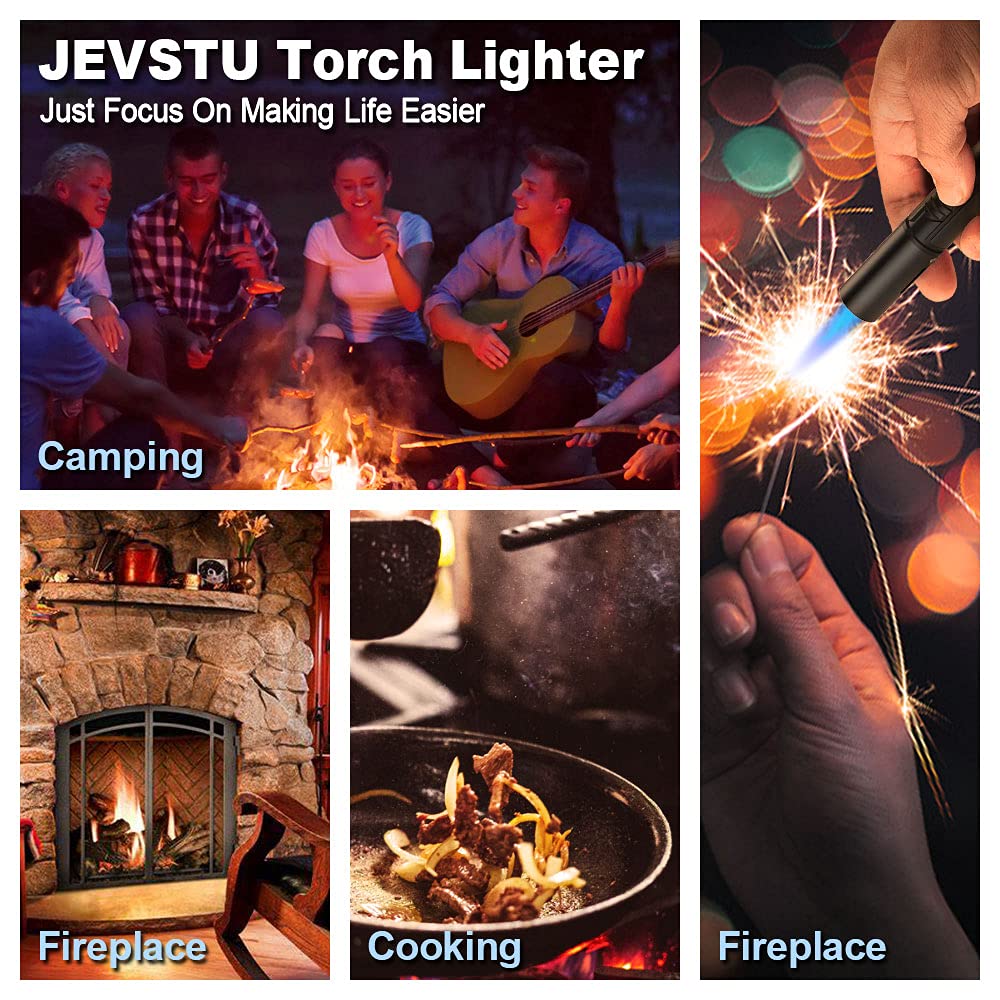 Windproof Torch Lighter for Grill & Survival - Adjustable Flame, Fuel Window - Perfect for Outdoor Cooking & Camping