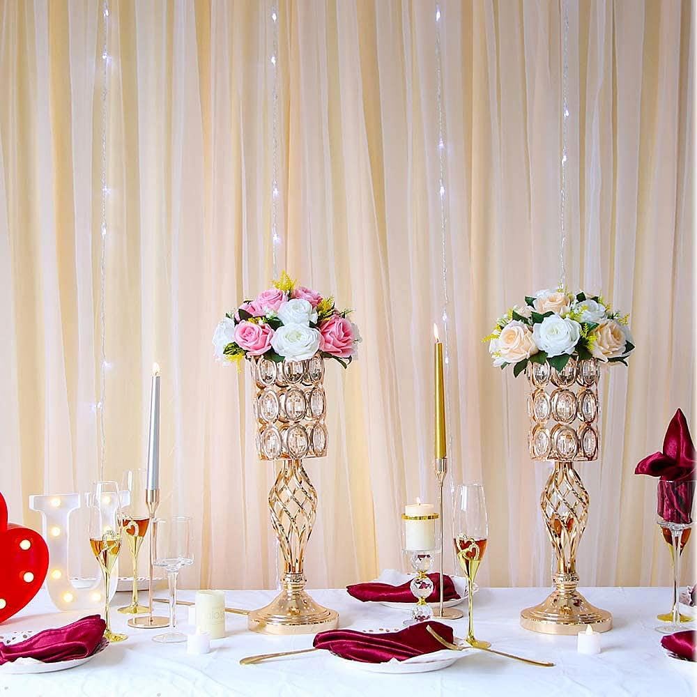 10-Piece Silver Metal Crystal Wedding Centerpiece Vase Set - 20