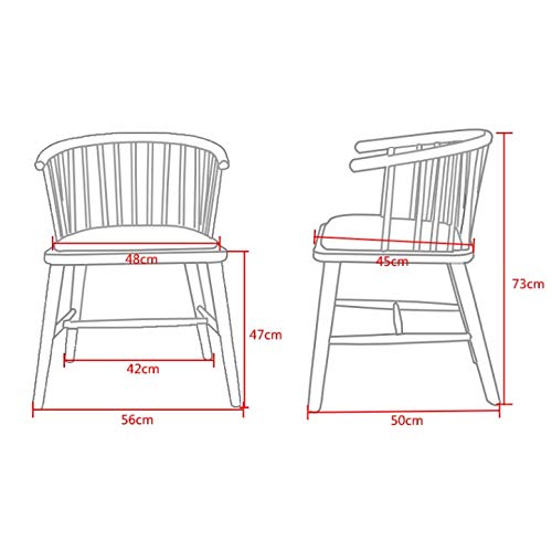 Solid Wood Dining Chair Set - Ergonomic Office Desk Chair with Armrest & Backrest for Home, Hotel, and Restaurant Use (Color: Brown)