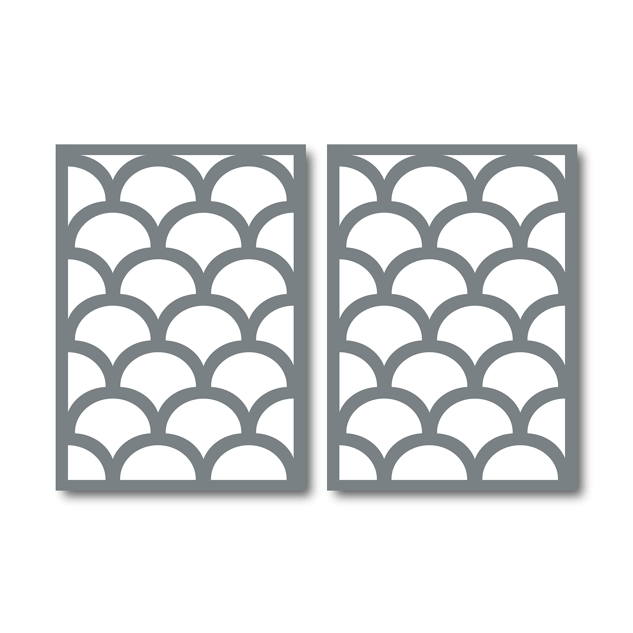 Premium Large Scallop Stencil Set - 2 Pack Mermaid Scale Stencils for Wall, Floor & Furniture Painting - Fish Scale Wall Stencil (13