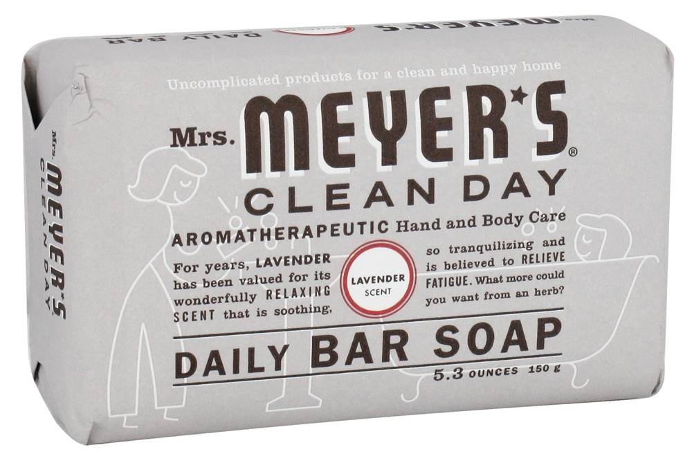Mrs. Meyer's Lavender Bar Soap - 5.3 oz | Natural Hand & Body Cleanser for Dry Skin | Perfect for Bathroom, Kitchen & Travel Use