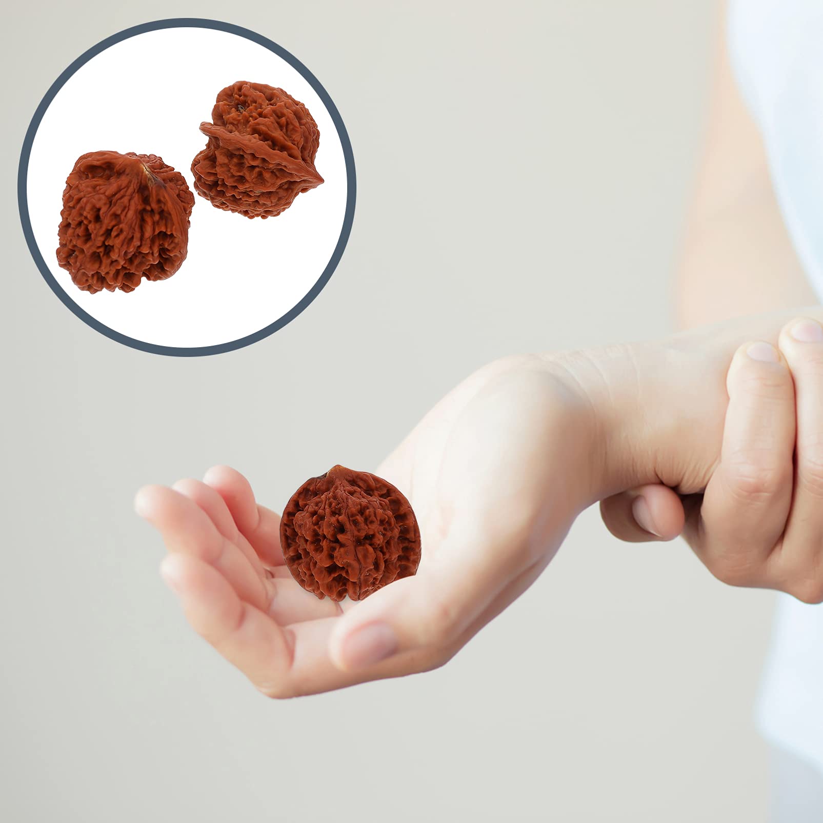 Healifty 2-Pack Walnut Massage Balls for Hand Therapy & Exercise - Improve Blood Circulation, Relieve Stress - Perfect for Office, Home & Travel Use