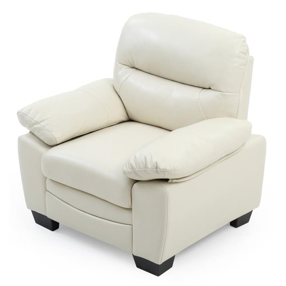Glory Furniture Marta Faux Leather Chair in Pearl White - Modern PU Leather Dining Chair with Metal Legs for Kitchen, Dining Room & Office
