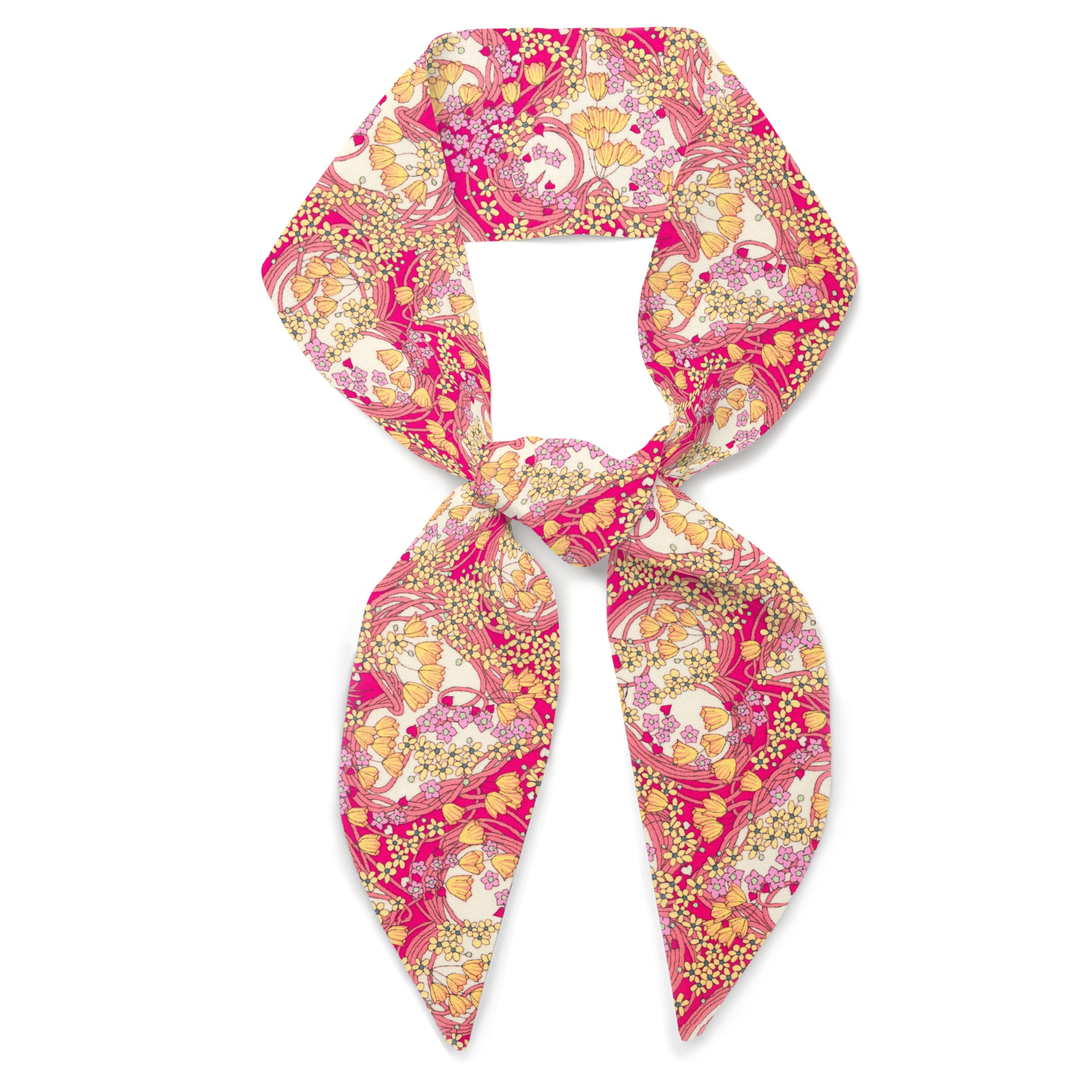 Liberty London Scarf - Floral Heart Print Skinny Scarf & Headband, Silk Tana Lawn Cotton Fashion Accessory for Women - Handbag/Purse Decoration - Choose Your Length (60cm/90cm/150cm) - Perfect for Spring Outfits, Weddings & Gift Giving
