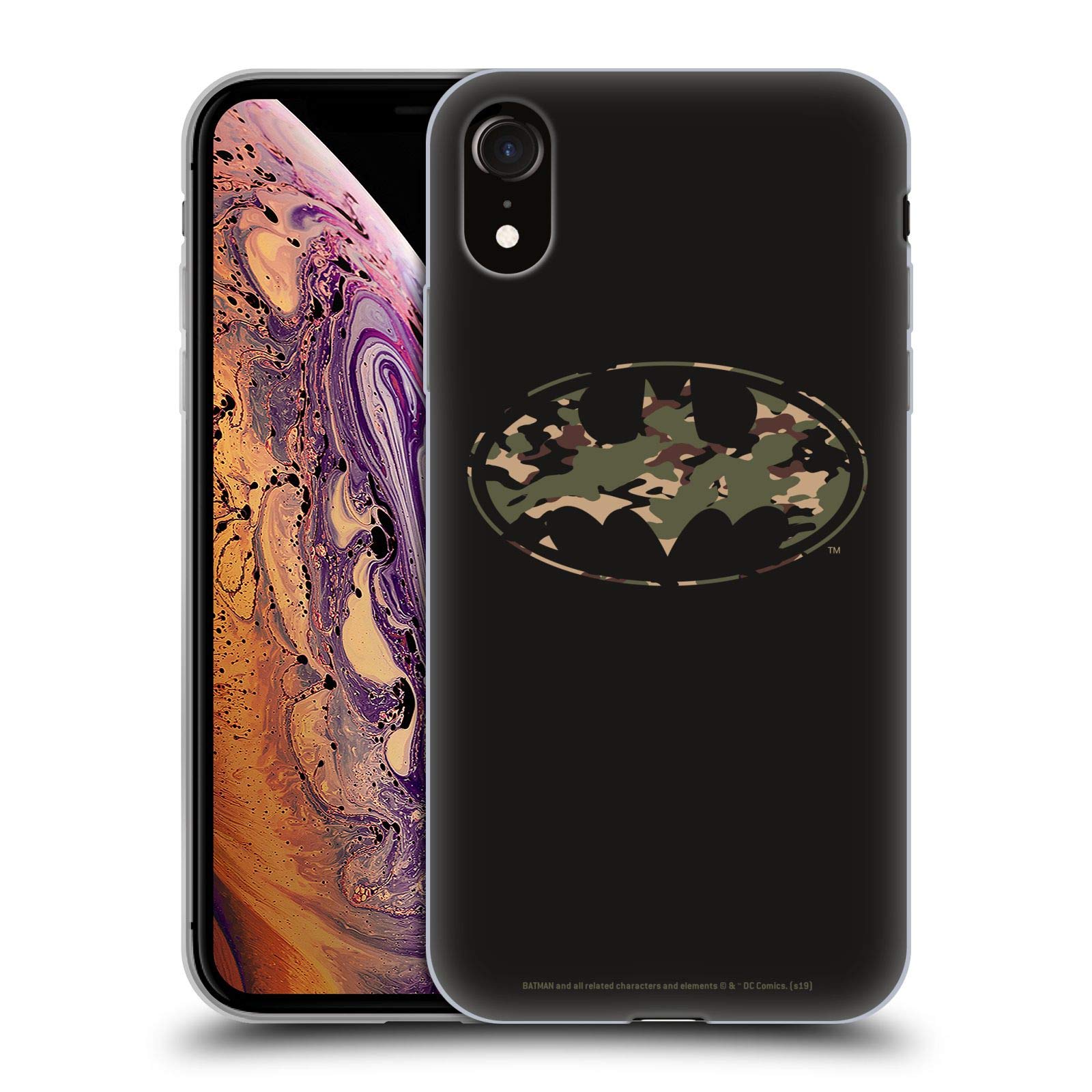 Official Batman DC Comics Camouflage Soft Gel Case for Apple iPhone XR - Licensed Superhero Phone Cover for Protection & Style - Perfect for Fans, Cosplay & Everyday Use