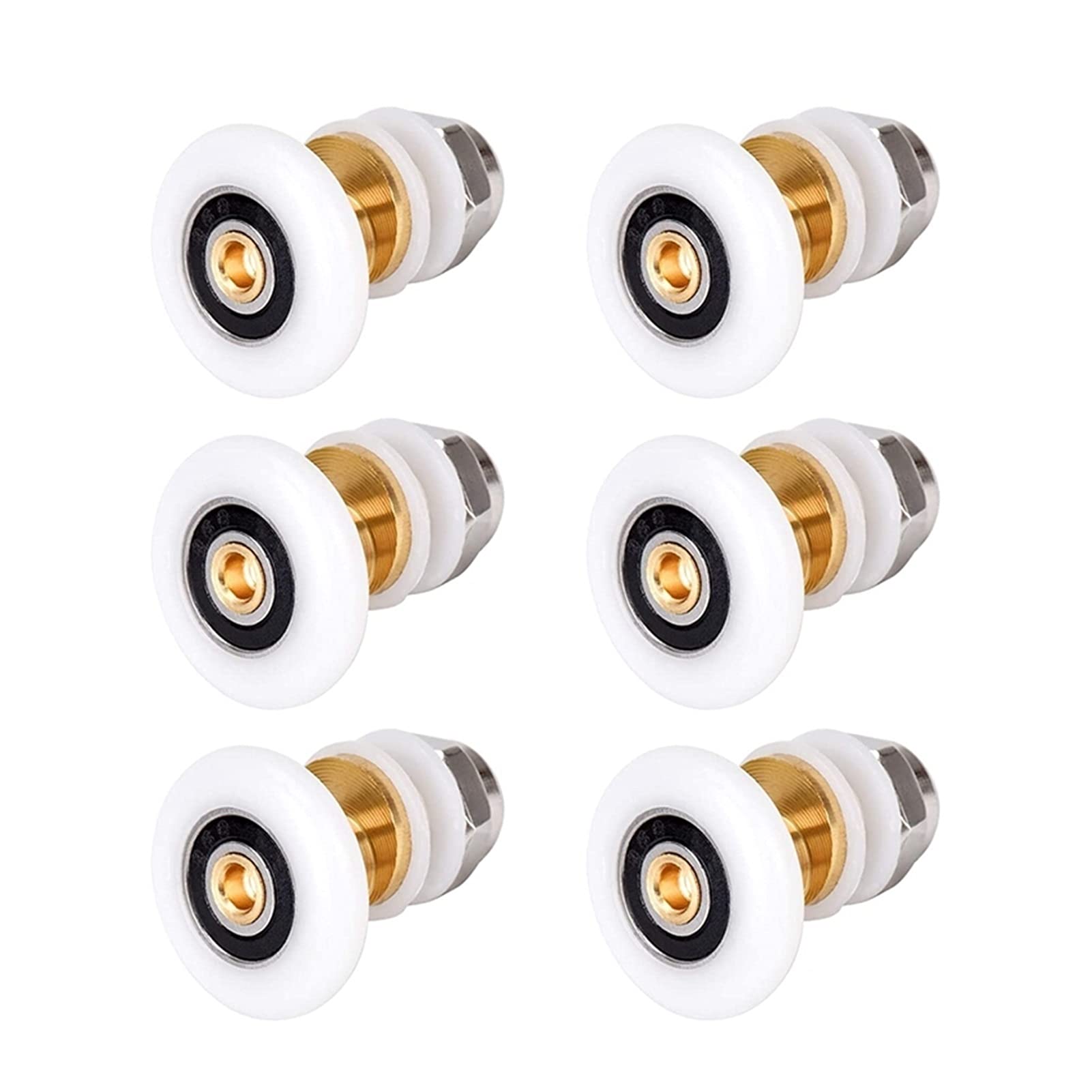 6PCS 25mm Ultra-Quiet Shower Door Rollers - Durable Sliding Glass Door Pulleys Wheels for Bathroom Shower Cabins - Perfect for Smooth & Silent Shower Door Operation (Color: As Shown)