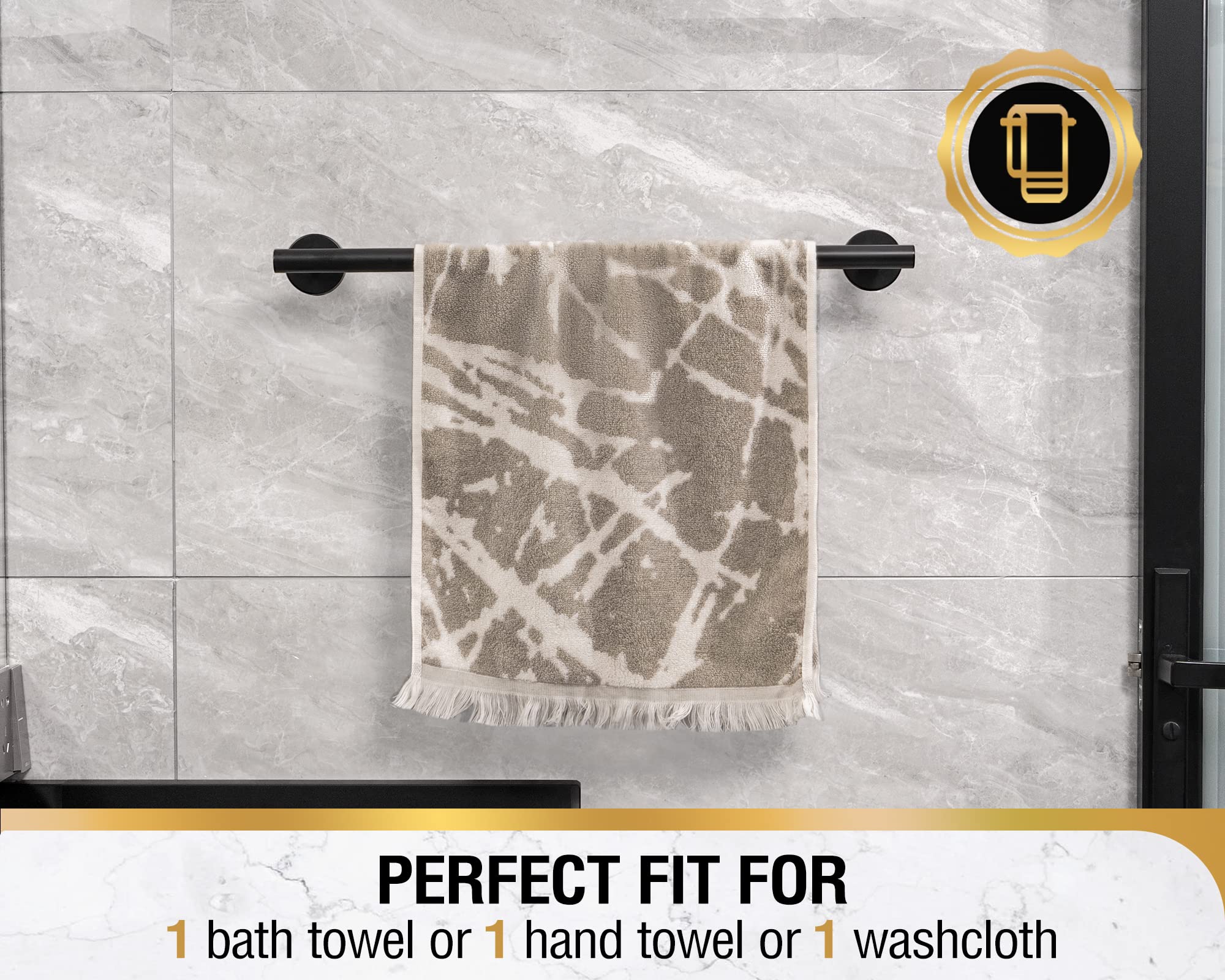 HITSLAM Matte Black 19.8 Inch Bathroom Towel Bar - SUS304 Stainless Steel Wall Mounted Towel Rack - Modern Home Decor Bath Towel Holder with Hardware Accessories - Perfect for Bathrooms, Kitchens, and Laundry Rooms