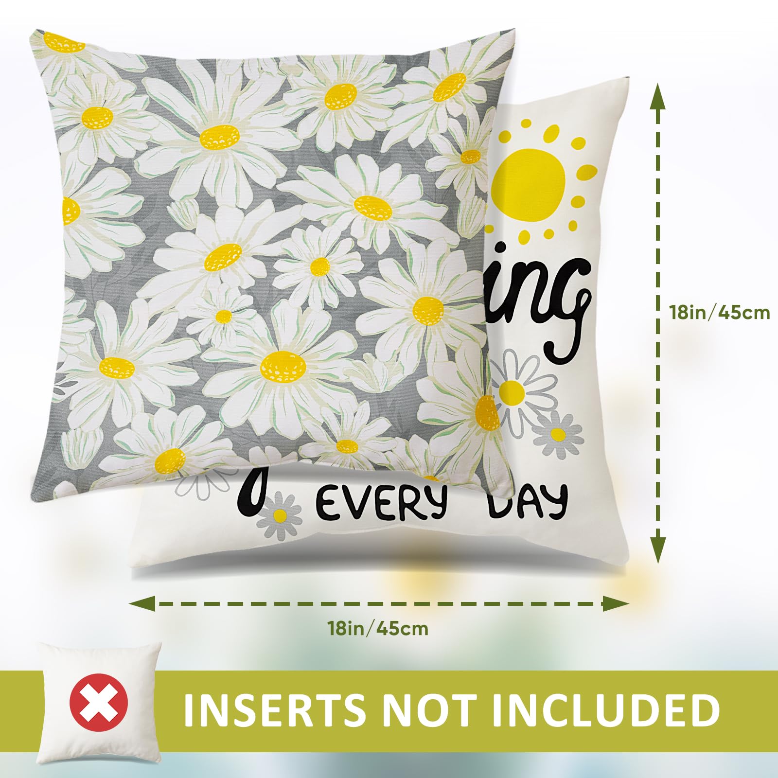 Farmhouse Decorative Throw Pillow Covers 18x18 Inch Set of 4 - Super Soft Couch Pillow Cases for Living Room, Sofa & Patio - Gray and White Boho Style Home Decor - Perfect for Cozy Reading Nook, Bedroom Accent or Outdoor Seating