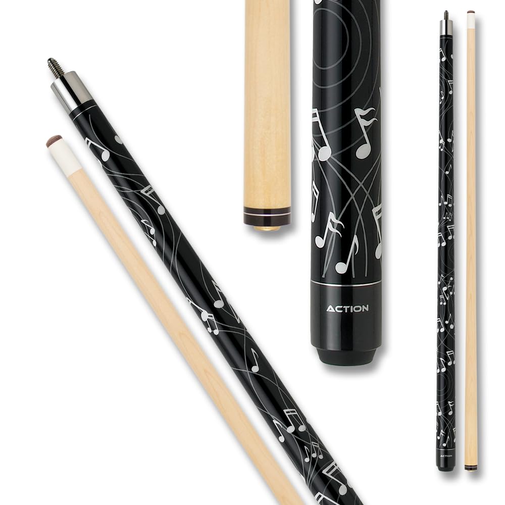 Premium Billiards Pool Cue Stick with Music Notes Design - Professional Tournament & Home Game Accessory - Perfect for Bars, Game Rooms & Pool Halls