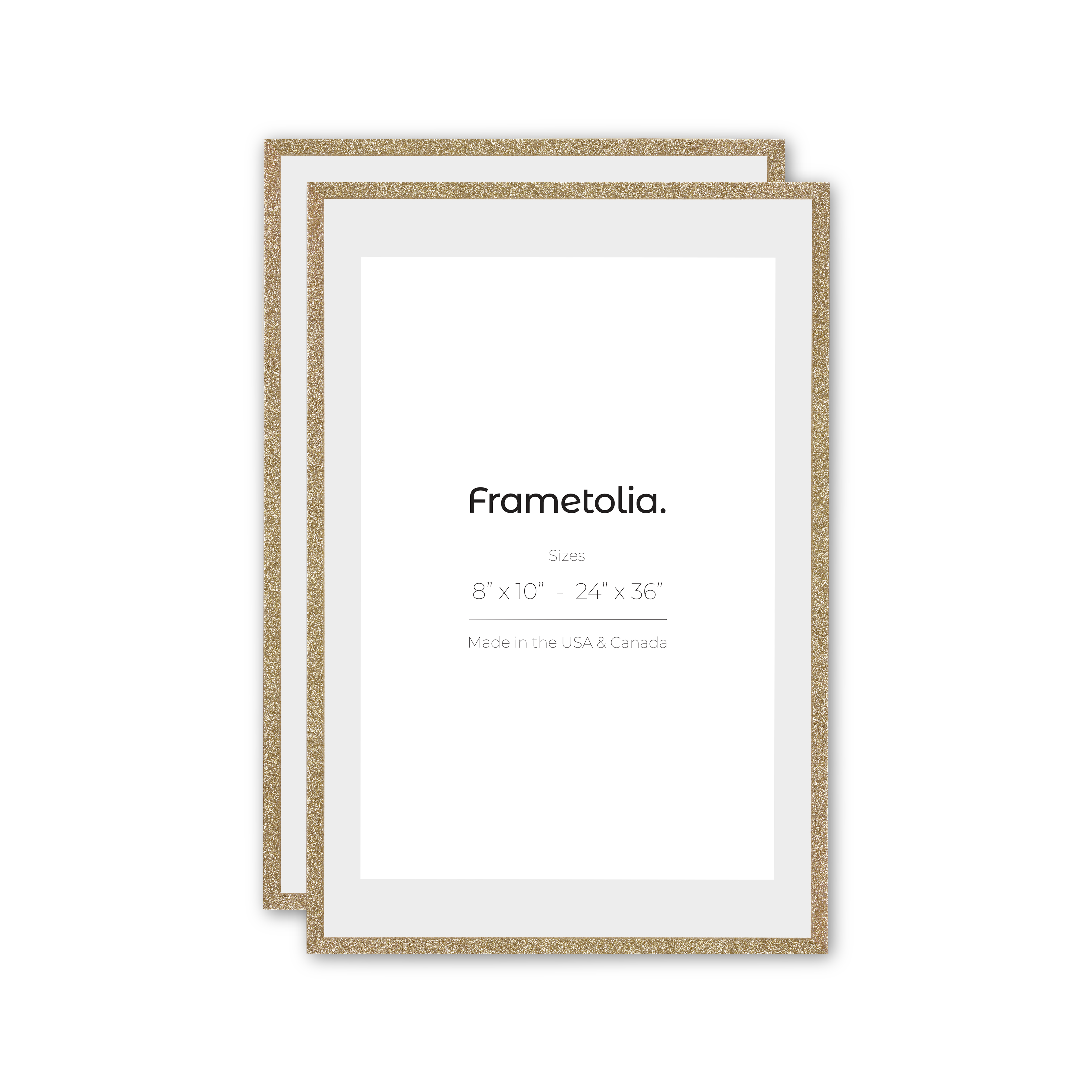 Elegant Gold Glitter Wall Frames - Set of 2 for Home Decor | Perfect for Living Room, Bedroom & Wedding Photo Displays