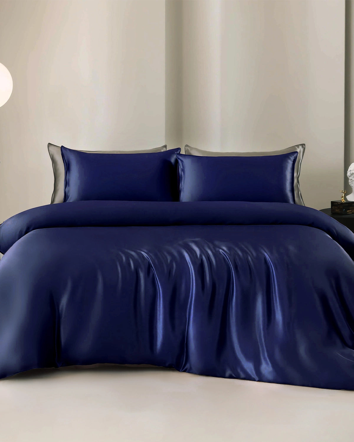 25 Momme 4-Piece Silk Duvet Cover Set with Flat Sheet - Queen Size Luxury Bedding for Soft & Breathable Sleep - Perfect for Master Bedroom, Guest Room & Hotel Use