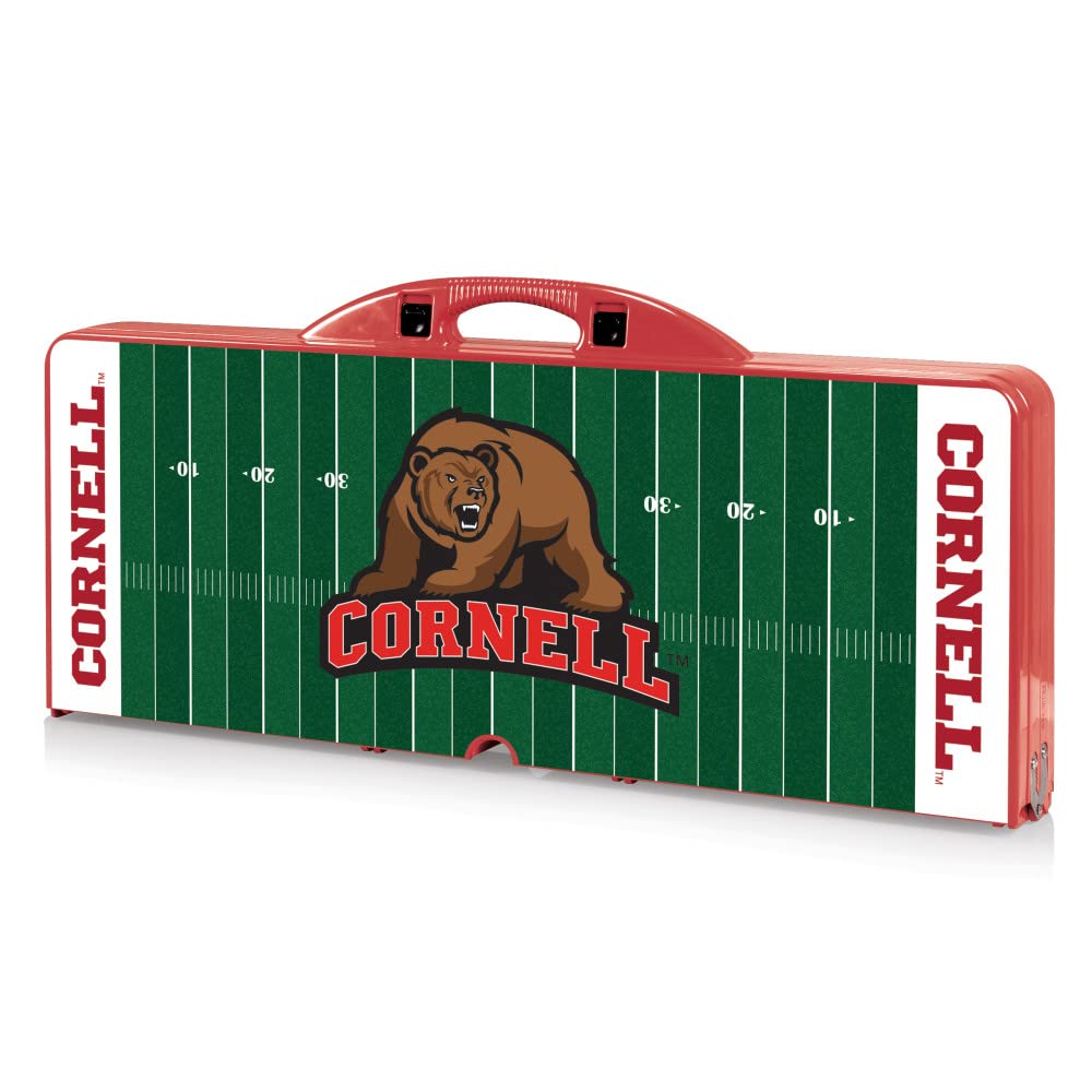 PICNIC TIME NCAA Cornell Big Red Football Field Folding Picnic Table - Portable Camping Table with Umbrella Hole - Outdoor Dining & Tailgating Table for Picnics, BBQs, and Game Day Parties (Red)