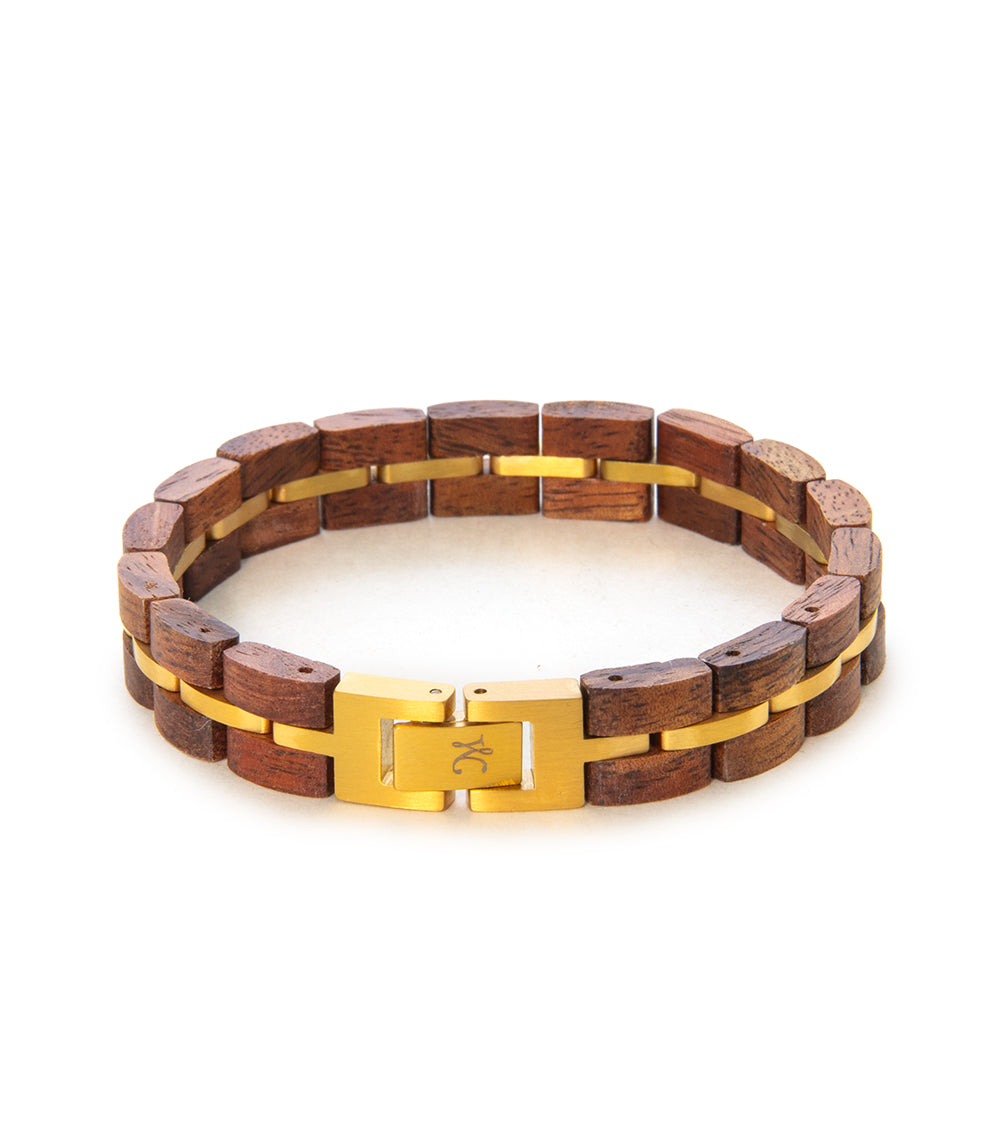 Handmade Koa Wood Bracelet - Narrow Gold Plated Hawaiian Jewelry for Men & Women | Perfect for Beach Weddings, Anniversary Gifts & Boho Fashion