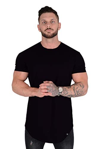 YoungLA Men's Slim Fit Long Drop Cut T-Shirt - Workout & Gym Essential - Moisture Wicking Athletic Tee for Training, Running & Casual Wear