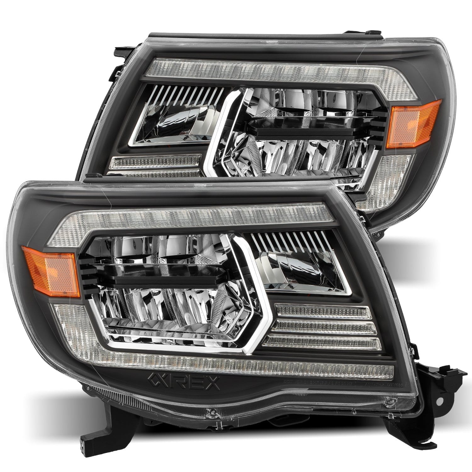 2005-2011 Toyota Tacoma LUXX Series LED Crystal Headlights - Black Alpha Rex 880735 - Upgrade Your Truck's Style & Visibility for Night Driving