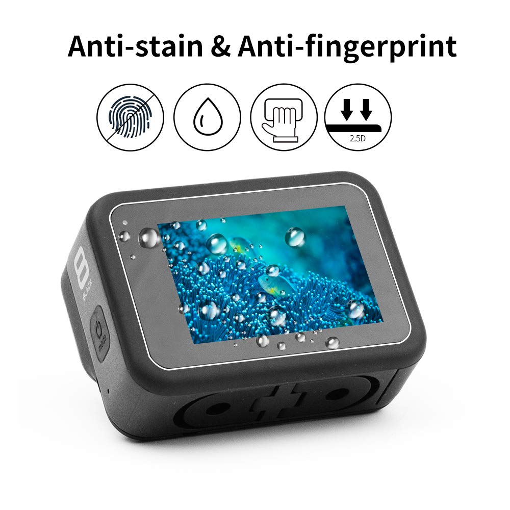 LARRITS 2 Pack Tempered Glass Screen Protector + Lens Protector with 4 LCD Display Films for GoPro Hero 8 Black - HD Clear Protection for Outdoor Sports, Travel & Adventure Photography