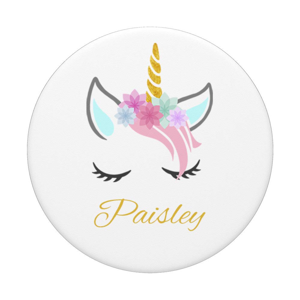 Personalized Unicorn PopSockets Grip & Stand - Custom Name Paisley Design for Phones & Tablets - Perfect Gift for Kids, Teens & Unicorn Lovers - Use at Home, School or Travel