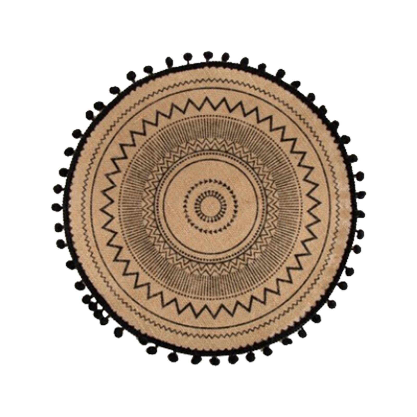 6-Piece Round Christmas Table Mats Set - Handwoven Jute Placemats with Cotton & Linen Blend - Rustic Farmhouse Dining Decor for Holiday Parties, Family Gatherings & Restaurant Table Settings