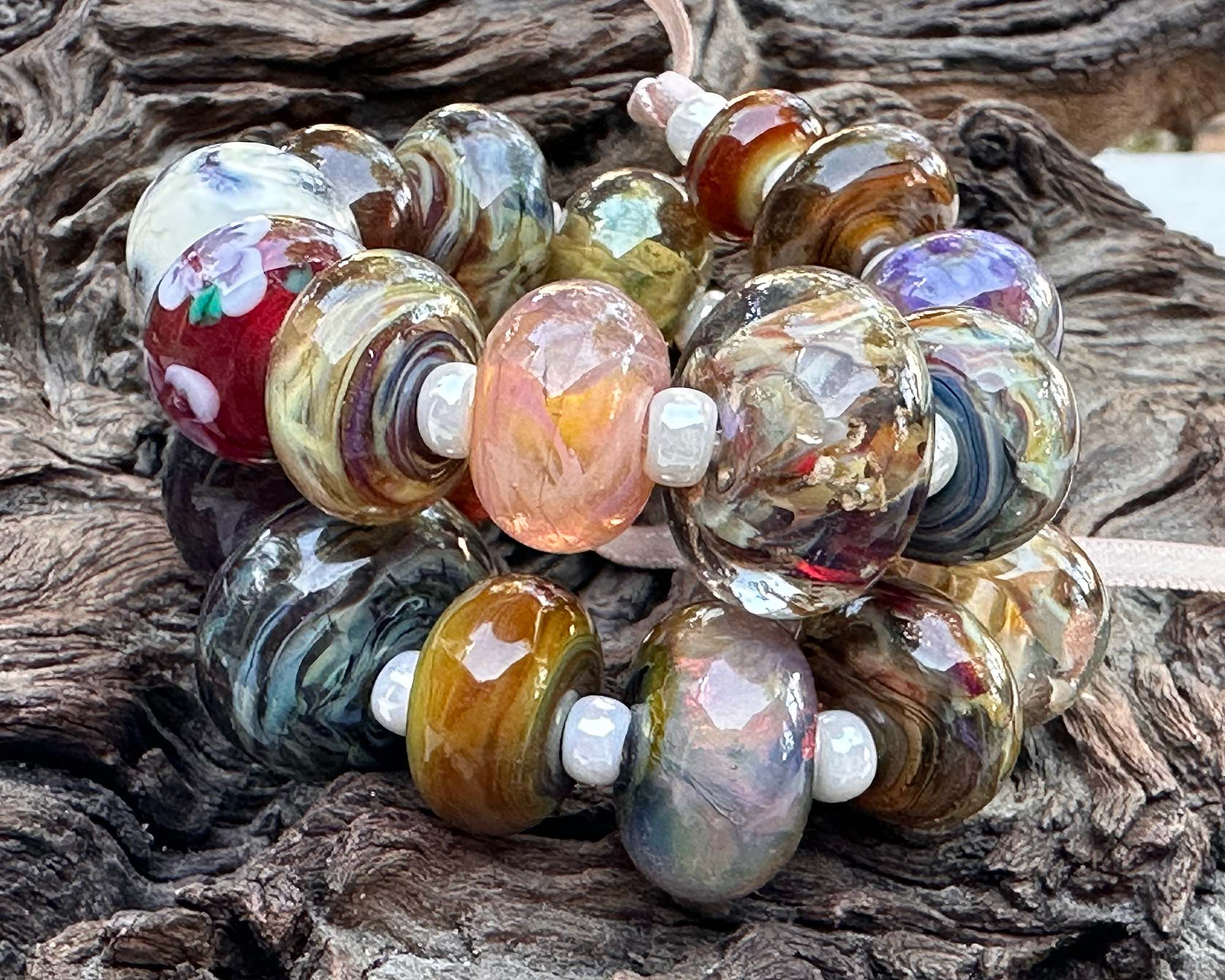 21-Piece Brown Orphan Lampwork Glass Beads Set for Jewelry Making - DIY Bracelet, Necklace & Craft Projects (SRA Certified)