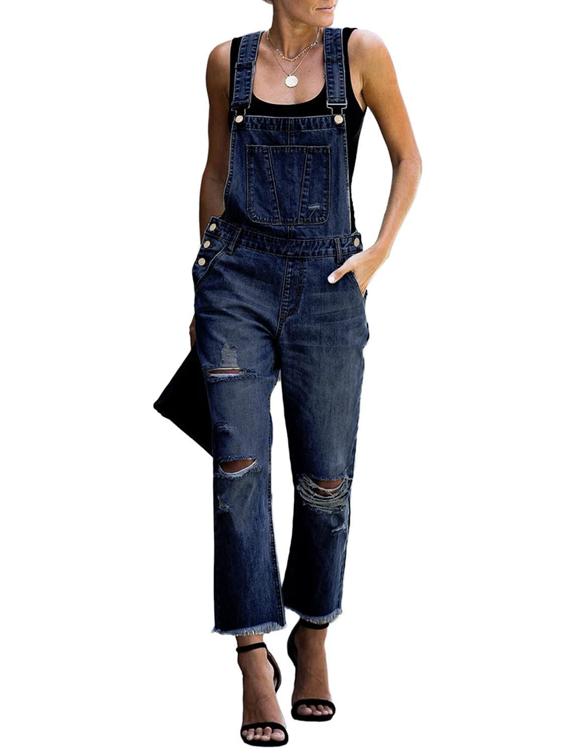 Luvamia Women's Casual Stretch Denim Bib Overalls - Adjustable Straps, Comfortable Jumpsuit for Everyday Wear | Perfect for Work, Weekend Outings & Casual Fashion