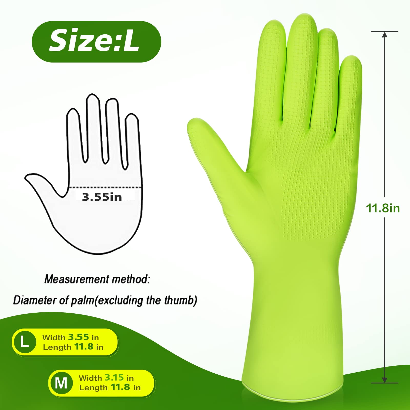 Reusable Dishwashing Cleaning Gloves - Durable Rubber Gloves for Washing Dishes, Kitchen Cleaning & Household Chores - Perfect for Dishwashing, Scrubbing Pots & General House Cleaning