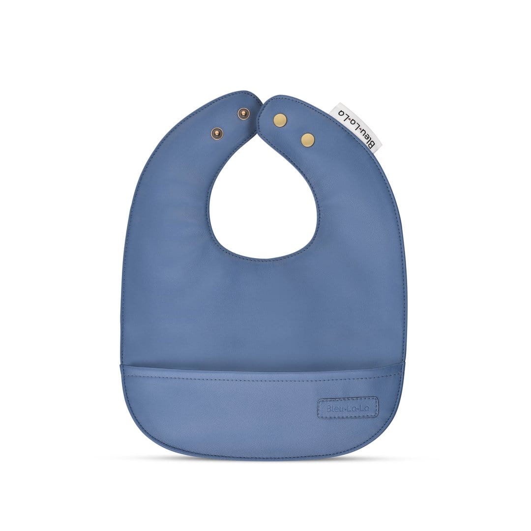 Bleu La La Classic Vegan Leather Bib - Eco-Friendly & Stylish Baby Bib for Mess-Free Feeding, Perfect for Infants & Toddlers at Home or On-the-Go